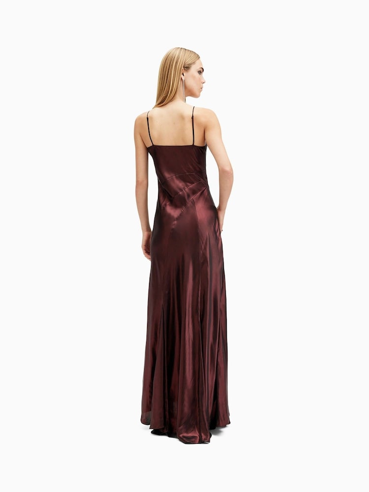 AllSaints Red Lili Maxi Dress - Image 2 of 7