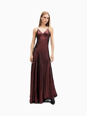 AllSaints Red Lili Maxi Dress - Image 3 of 7