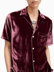 AllSaints Red Runa Short Sleeves Shirt - Image 2 of 9