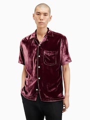AllSaints Red Runa Short Sleeves Shirt - Image 3 of 9