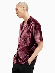 AllSaints Red Runa Short Sleeves Shirt - Image 5 of 9