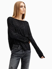 AllSaints Black Rita Shimmer T-Shirt - Image 4 of 8