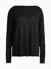 AllSaints Black Rita Shimmer T-Shirt - Image 8 of 8