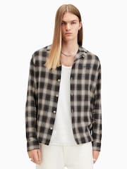 AllSaints Grey/Black Underground Long Sleeve Shirt - Image 1 of 8