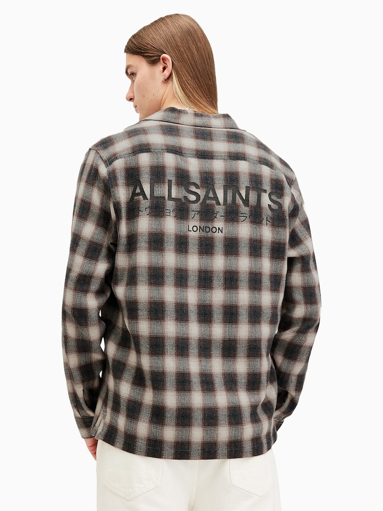 AllSaints Grey/Black Underground Long Sleeve Shirt - Image 2 of 8