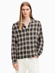 AllSaints Grey/Black Underground Long Sleeve Shirt - Image 3 of 8