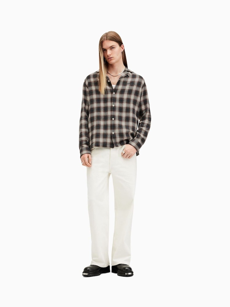 AllSaints Grey/Black Underground Long Sleeve Shirt - Image 4 of 8