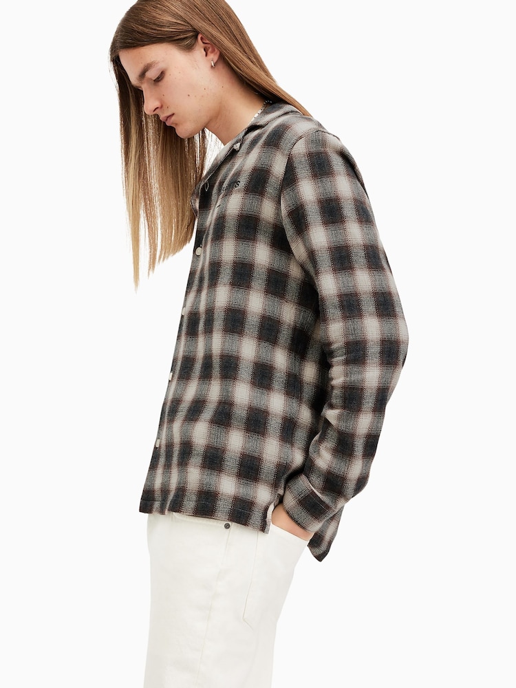 AllSaints Grey/Black Underground Long Sleeve Shirt - Image 5 of 8