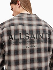 AllSaints Grey/Black Underground Long Sleeve Shirt - Image 6 of 8
