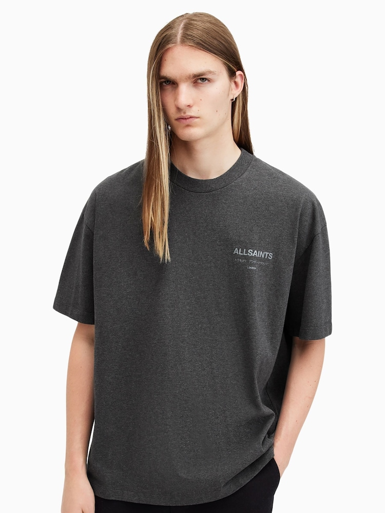 AllSaints Grey 100% Cotton Underground Short Sleeves Crew T-Shirt - Image 1 of 7