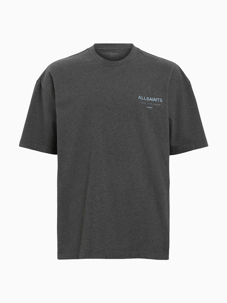 AllSaints Grey 100% Cotton Underground Short Sleeves Crew T-Shirt - Image 7 of 7