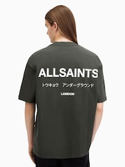 AllSaints Green Underground Short Sleeve Crew 100% Cotton T-Shirt - Image 6 of 7
