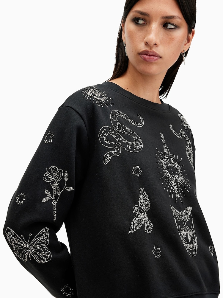 AllSaints Black Pippa Hex Sweatshirt - Imagen 2 de 6 AllSaints Black Pippa Hex Sweatshirt - Imagen 2 de 6