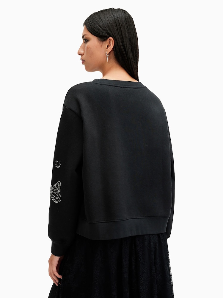 AllSaints Black Black Pippa Hex Sweatshirt - Image 5 of 6