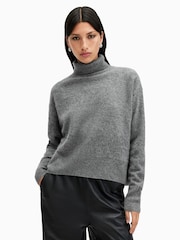 AllSaints Grey Rebel Roll Neck Jumper - Image 1 of 7