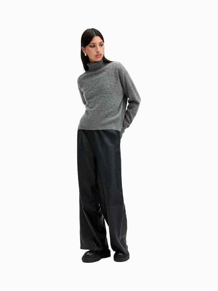 AllSaints Grey Rebel Roll Neck Jumper - Image 3 of 7