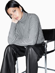 AllSaints Grey Rebel Roll Neck Jumper - Image 4 of 7