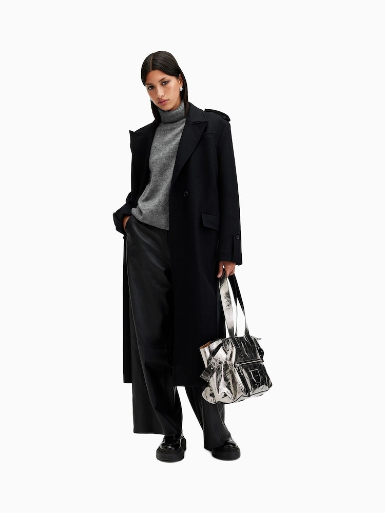 AllSaints Grey Rebel Roll Neck Jumper - Image 5 of 7