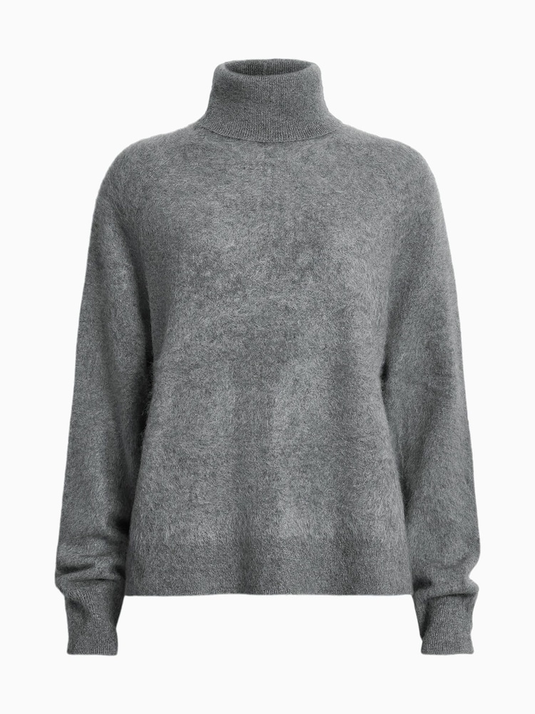 AllSaints Grey Rebel Roll Neck Jumper - Image 7 of 7