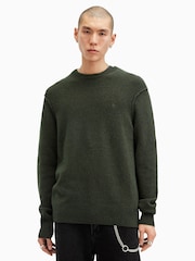 AllSaints Green Statten Crew Neck Jumper - Image 1 of 6