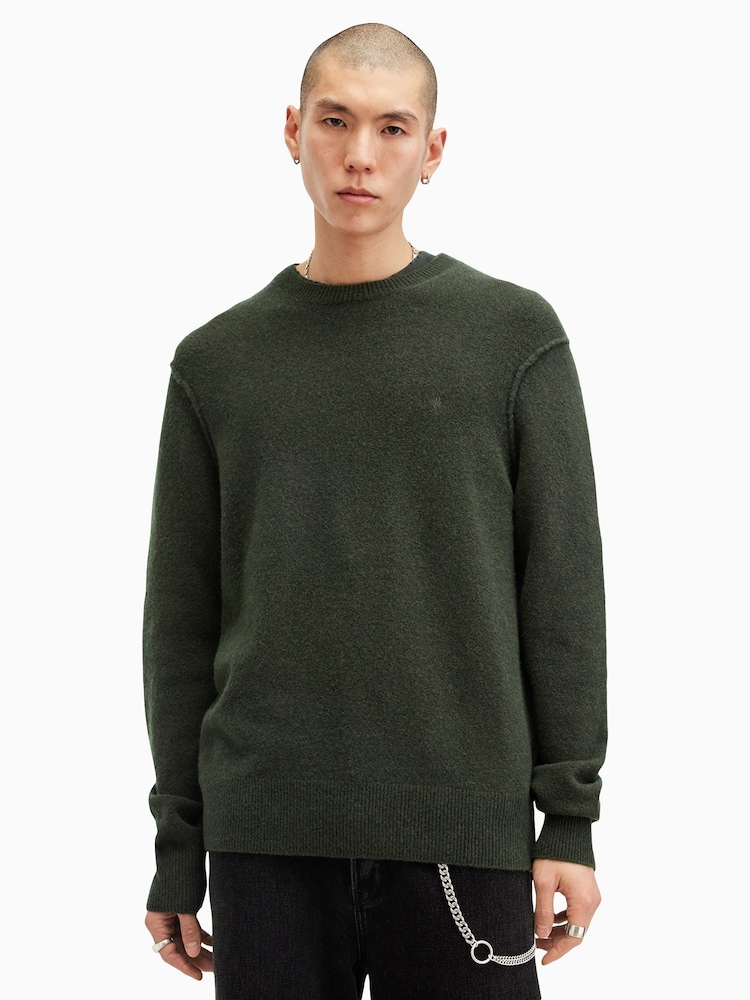 AllSaints Green Statten Crew Neck Jumper - Image 1 of 6