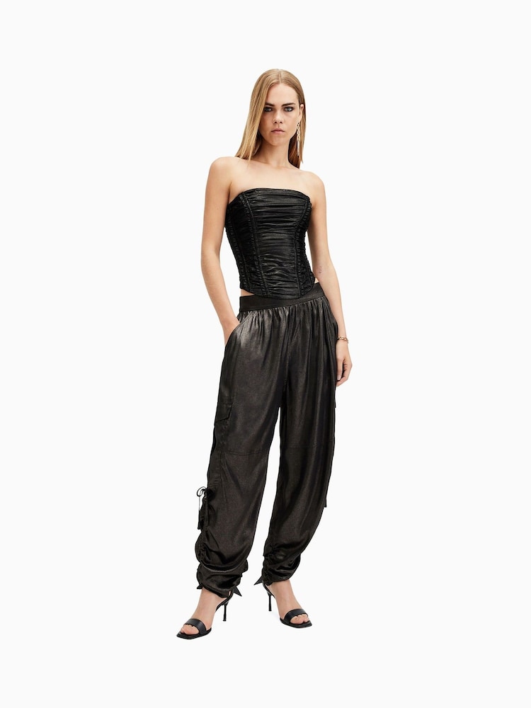 AllSaints Black Kaye Trousers - Image 1 of 6