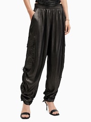 AllSaints Black Kaye Trousers - Image 2 of 6