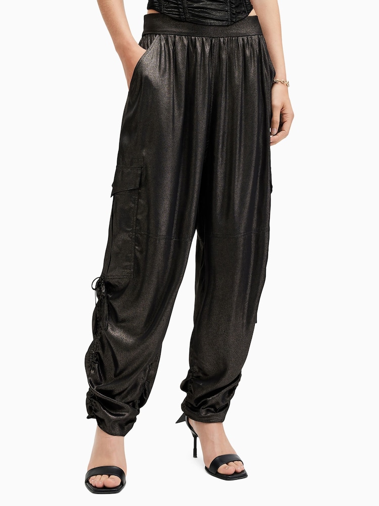 AllSaints Black Kaye Trousers - Image 2 of 6