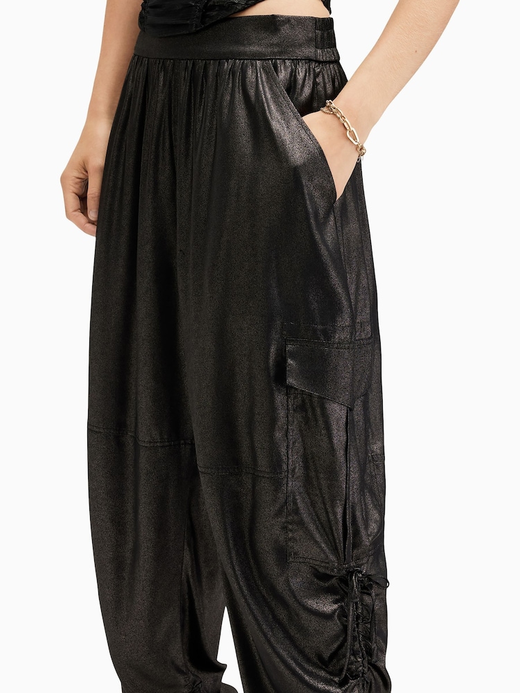 AllSaints Black Kaye Trousers - Image 3 of 6
