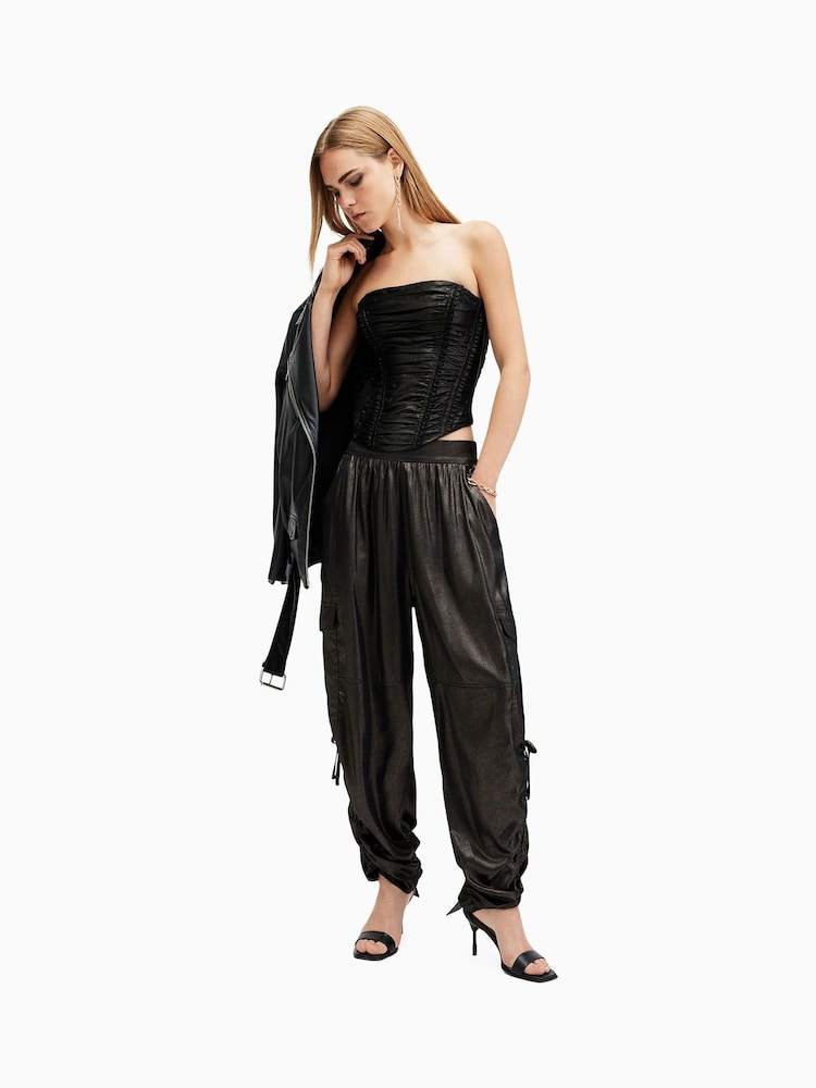 AllSaints Black Kaye Trousers - Image 4 of 6