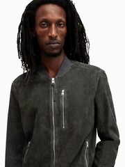 AllSaints Green Kemble Suede Bomber Jacket - Image 4 of 6