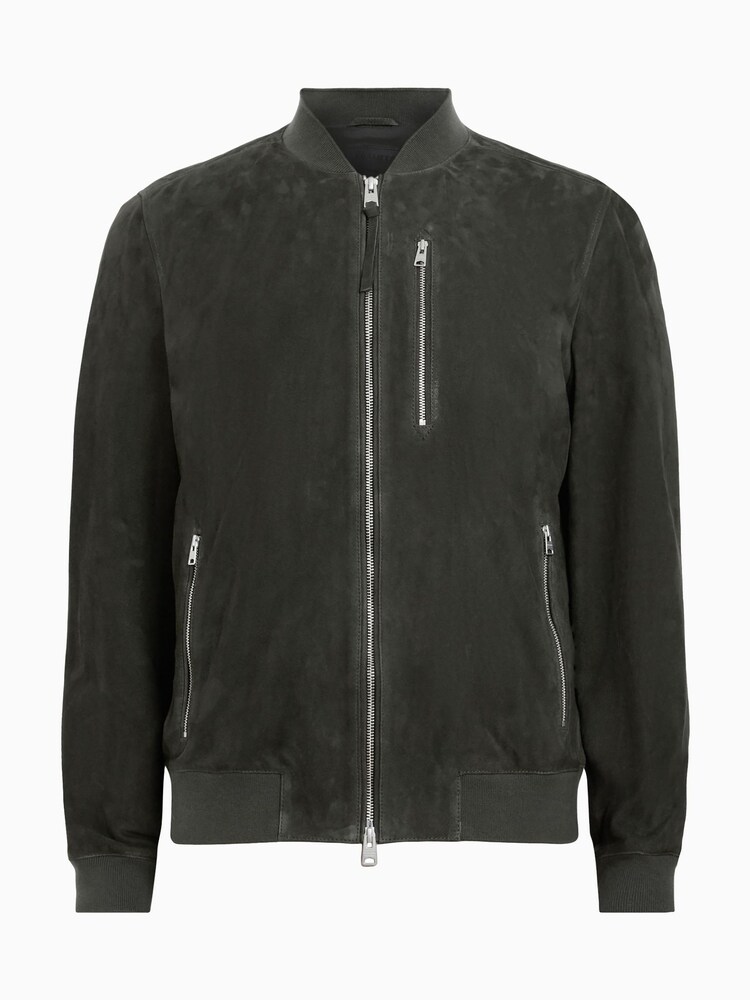 AllSaints Green Kemble Suede Bomber Jacket - Image 6 of 6
