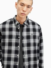 AllSaints Black Dury Long Sleeve Shirt - Image 2 of 7