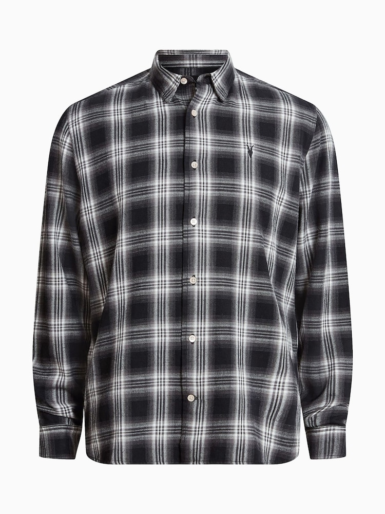 AllSaints Black Dury Long Sleeve Shirt - Image 7 of 7