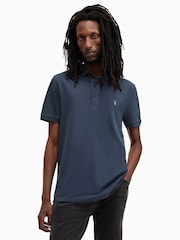 AllSaints Blue Reform Shortsleeve Polo Shirt - Image 1 of 5