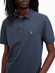 AllSaints Blue Reform Shortsleeve Polo Shirt - Image 2 of 5