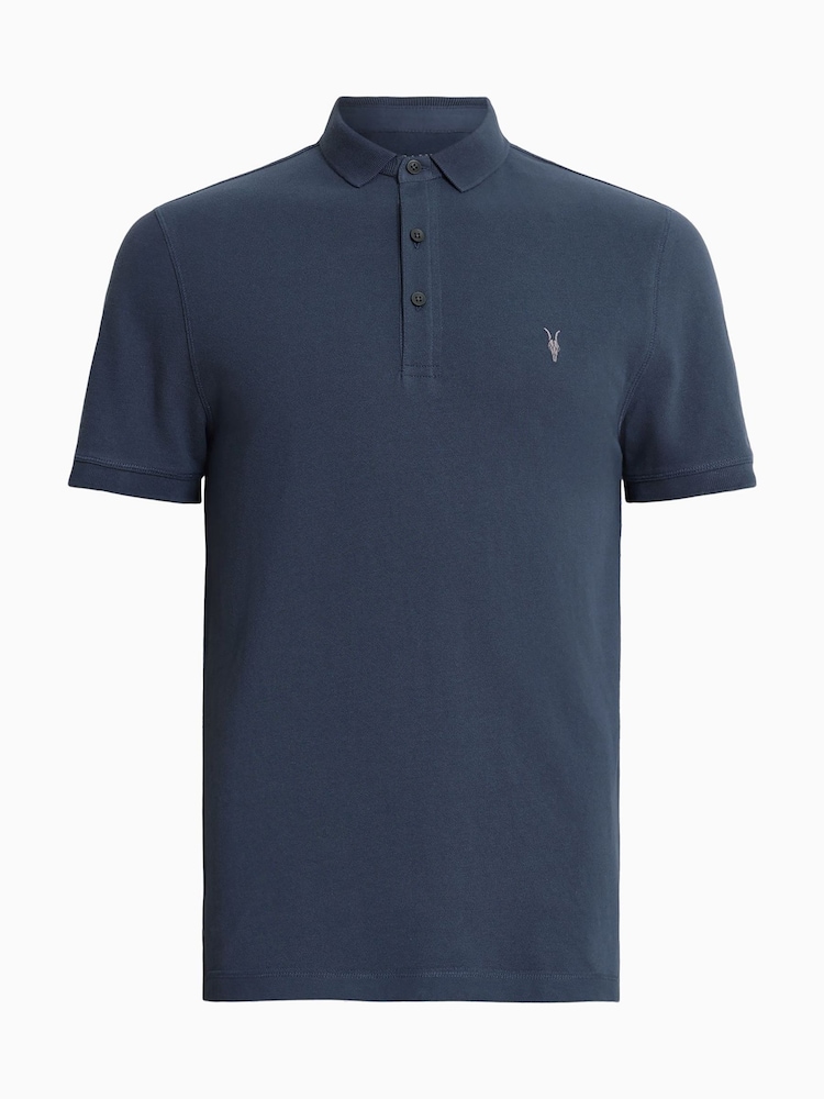AllSaints Blue Reform Shortsleeve Polo Shirt - Image 5 of 5