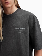 AllSaints Grey Underground Short Sleeve Crew 100% Cotton T-Shirt - Image 5 of 7