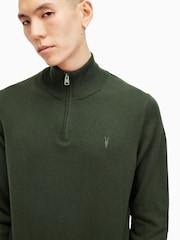 AllSaints Green Kilburn Zip Funnel Jumper - Image 2 of 7