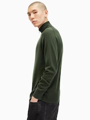 AllSaints Green Kilburn Zip Funnel Jumper - Image 5 of 7