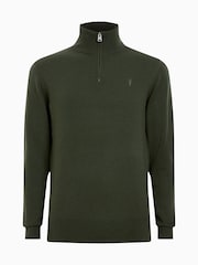 AllSaints Green Kilburn Zip Funnel Jumper - Image 7 of 7