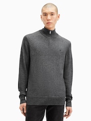 AllSaints Grey Kilburn Zip Funnel Jumper - Image 1 of 5