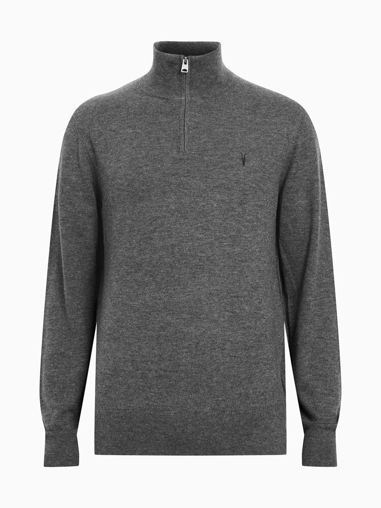 AllSaints Grey Kilburn Zip Funnel Jumper - Image 5 of 5