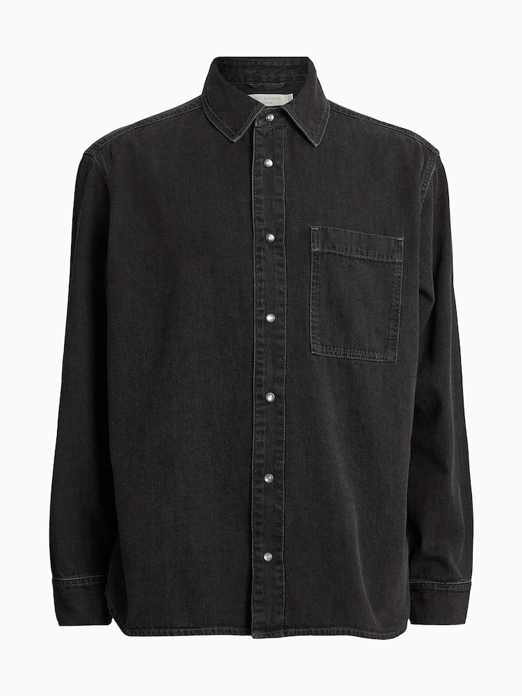 AllSaints Black Tolhurst Shirt - Image 8 of 8