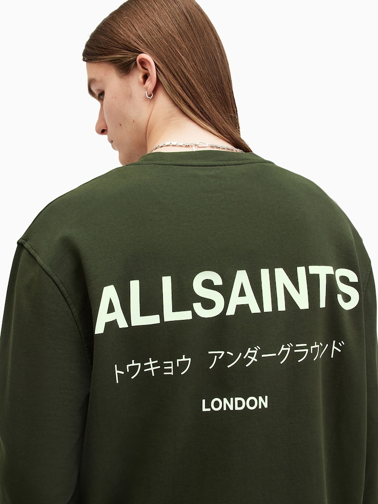 AllSaints Green Underground Crew Neck Jumper - Image 2 of 8