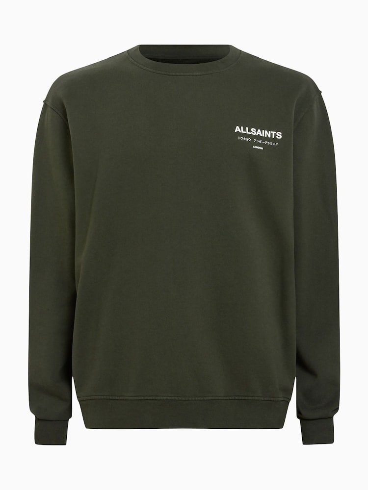 AllSaints Green Underground Crew Neck Jumper - Image 8 of 8