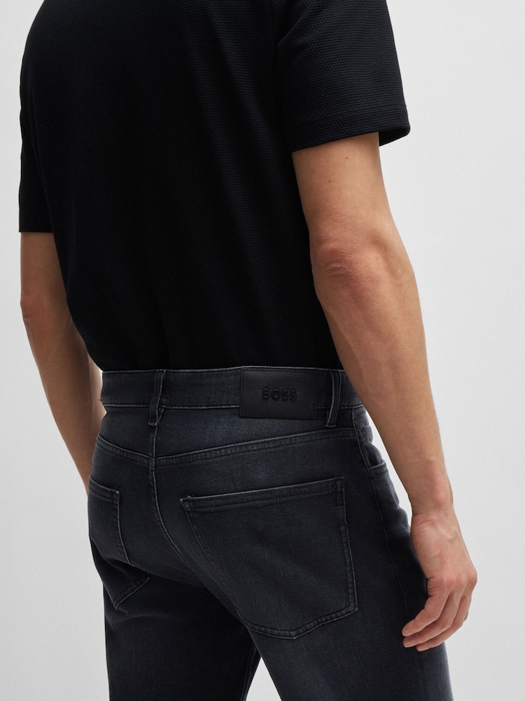BOSS Light Grey Slim-Fit Italian Cashmere-Touch Denim Jeans - Image 4 of 5