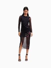 AllSaints Black Nora Sparkle Dress - Image 1 of 7