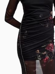 AllSaints Black Nora Sparkle Dress - Image 2 of 7