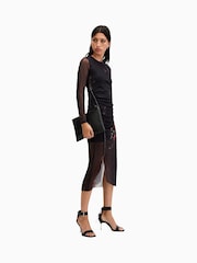 AllSaints Black Nora Sparkle Dress - Image 3 of 7